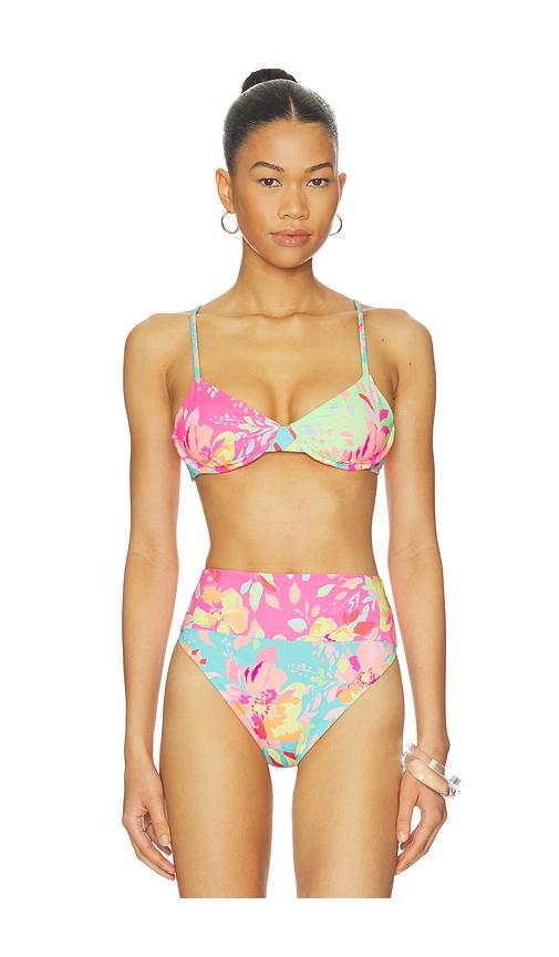 BEACH RIOT Camilla Bikini Top in Pink,Green by BEACH RIOT
