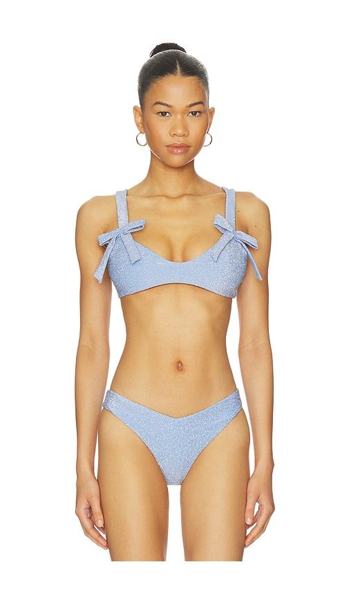 BEACH RIOT Darlene Bikini Top in Blue by BEACH RIOT