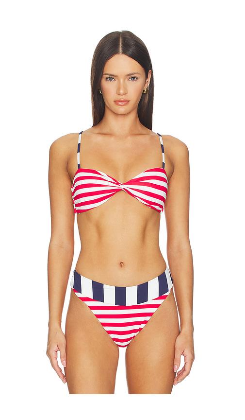 BEACH RIOT Juno Bikini Top in Red,White by BEACH RIOT