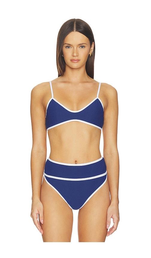 BEACH RIOT Leona Bikini Top in Navy by BEACH RIOT