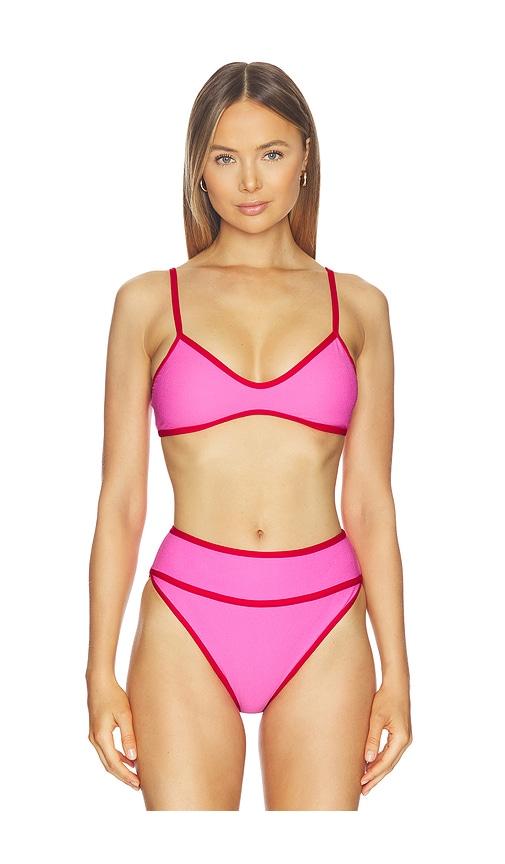 BEACH RIOT Leona Bikini Top in Pink by BEACH RIOT