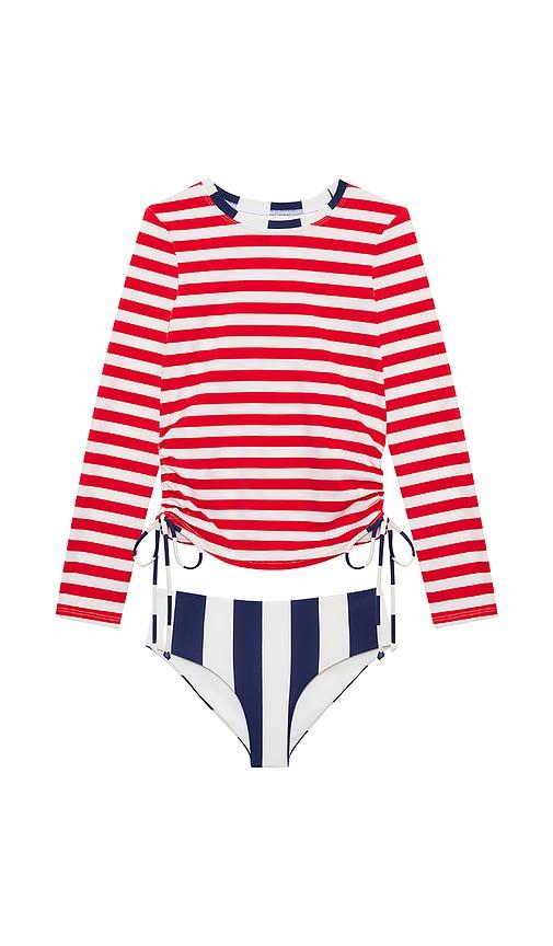 BEACH RIOT Little Addie And Janie Set in Red by BEACH RIOT