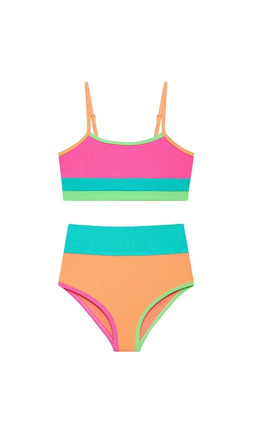 BEACH RIOT Little Eva & Emmy Swim Set in Pink, Orange by BEACH RIOT