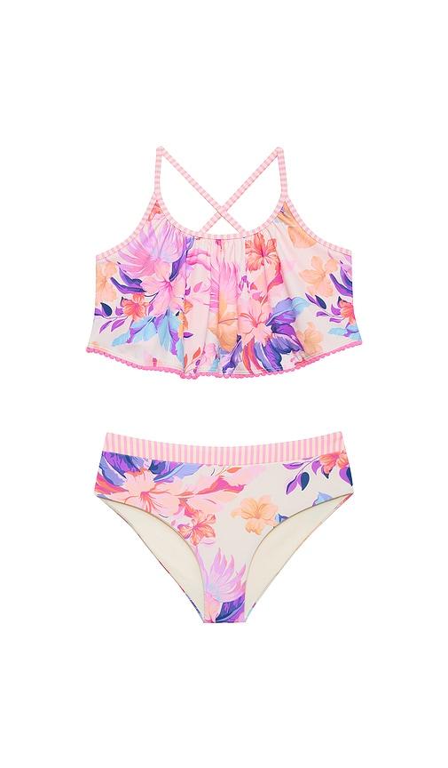 BEACH RIOT Little Tanvi And Janie Swim Set in Pink,Purple by BEACH RIOT