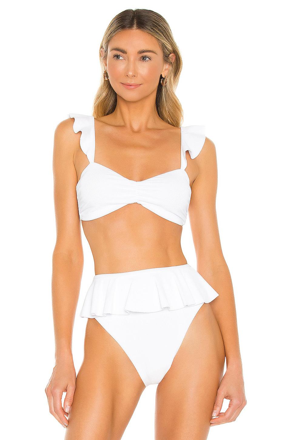 BEACH RIOT Poppy Bikini Top in White by BEACH RIOT