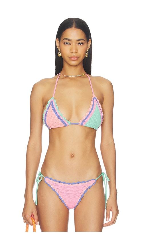 BEACH RIOT Winona Bikini Top in Pink, Mint by BEACH RIOT