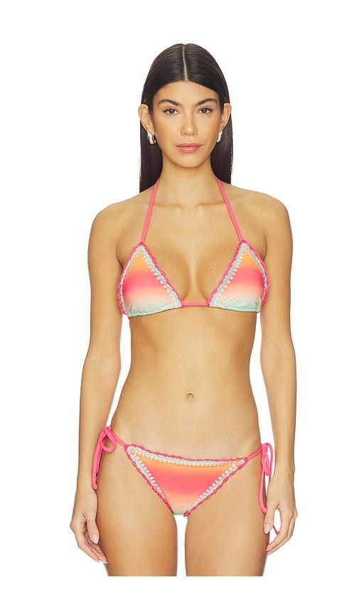 BEACH RIOT Winona Triangle Bikini Top in Orange,Mint by BEACH RIOT