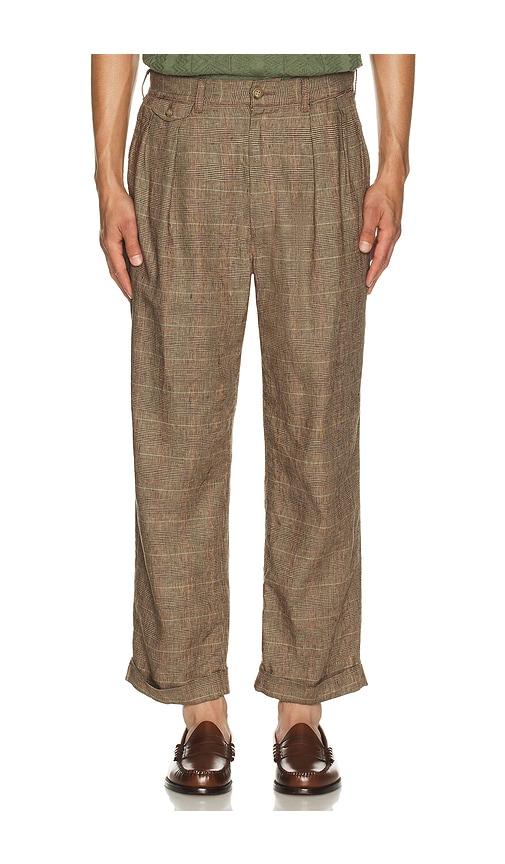 Beams Plus 2 Pleats Trousers in Brown by BEAMS PLUS