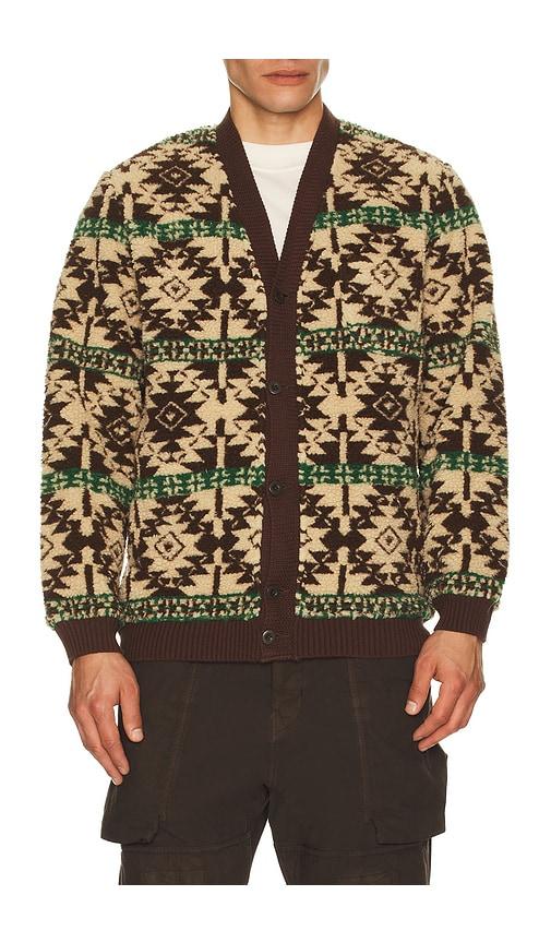 Beams Plus Cardigan Boa Jacquard in Brown by BEAMS PLUS