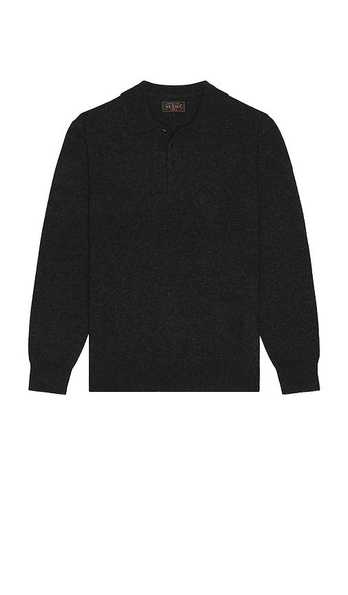 Beams Plus Knit Polo 9G in Charcoal by BEAMS PLUS