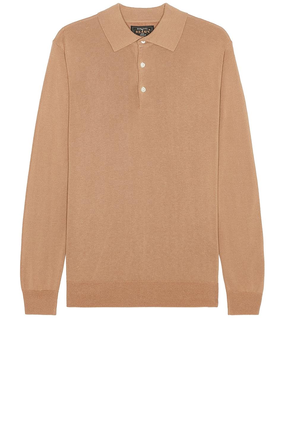 Beams Plus Knit Polo in Brown by BEAMS PLUS