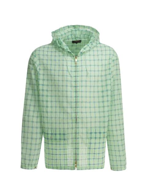check-pattern hoodied coat by BEAMS PLUS