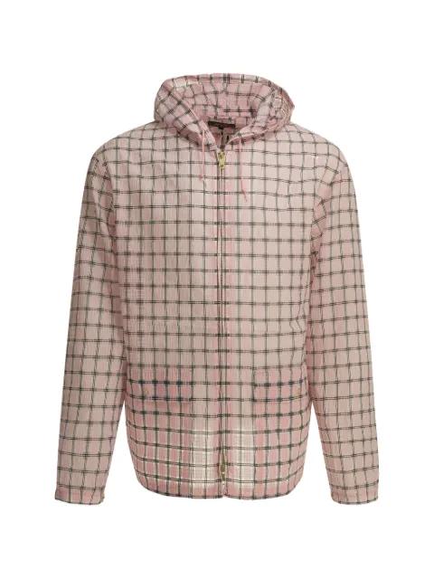 check-pattern hoodied coat by BEAMS PLUS