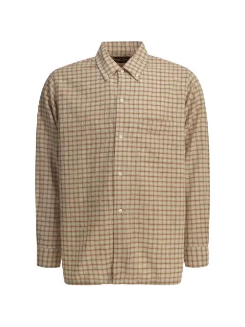 check-pattern seersucker-texture shirt by BEAMS PLUS