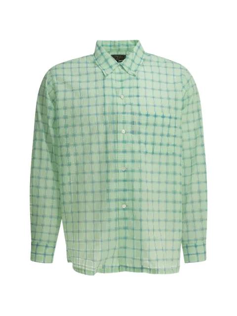 check-pattern seersucker-texture shirt by BEAMS PLUS