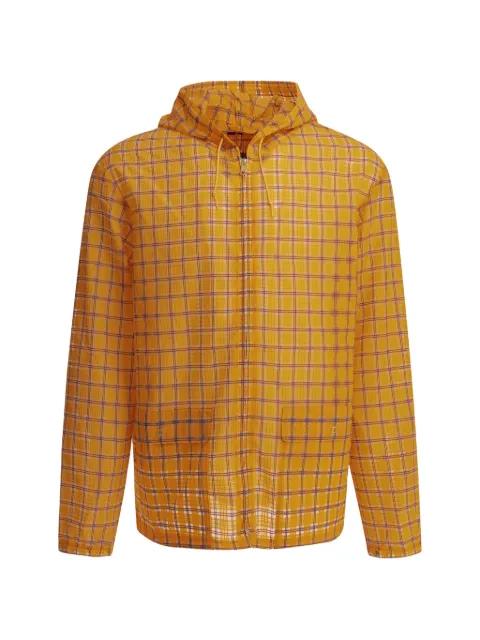 check-print hoodied coat by BEAMS PLUS