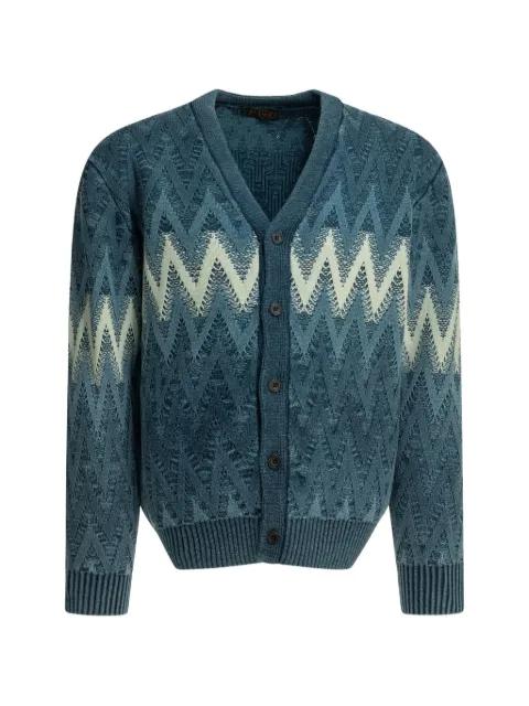chevron-knit cotton cardigan by BEAMS PLUS