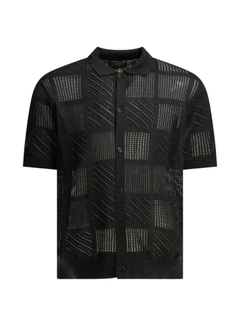 patchwork open-knit polo shirt by BEAMS PLUS