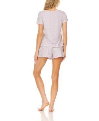 Women's Logo Print Jersey Short Sleeve V-Neck T-Shirt and Shorts, Pajama Lounge Comfy Sleepwear Set, 2 Piece by BEARPAW