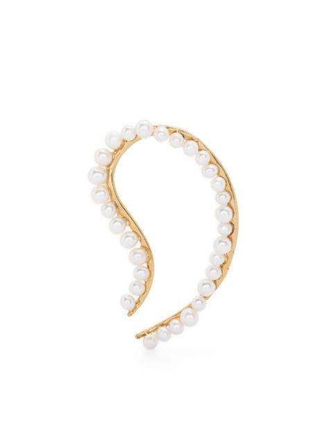 Bandage pearl-embellished single earring by BEATRIZ PALACIOS