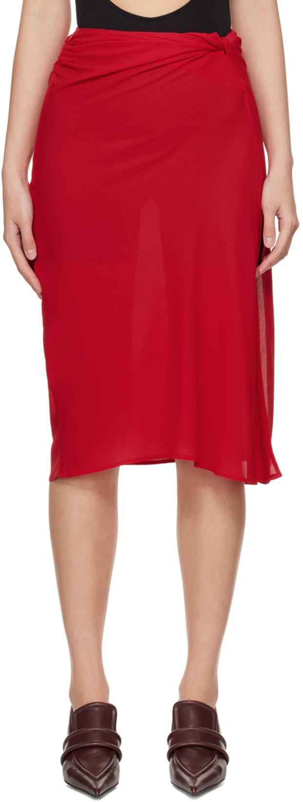 Red Vela Midi Skirt by BEAUFILLE