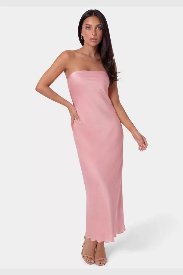 Bebe Crushed Satin Strapless Maxi Dress by BEBE