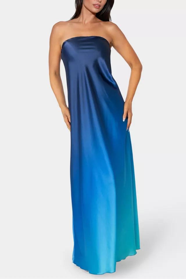 Bebe Ombre Satin Strapless Maxi Dress by BEBE