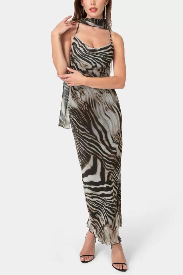 Bebe Printed Chiffon Cowl Maxi Dress by BEBE