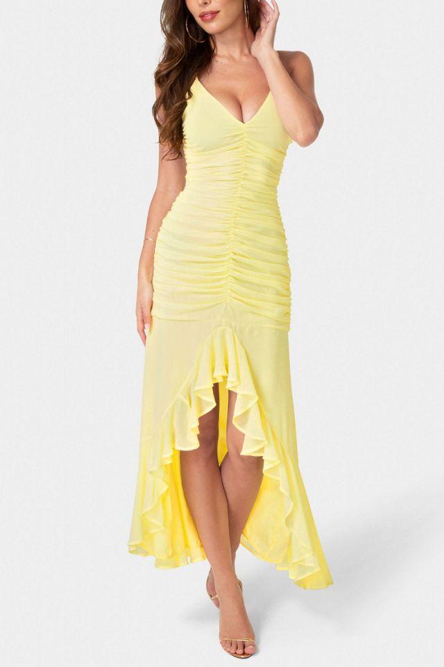 Bebe Ruched Chiffon Cascade Gown by BEBE