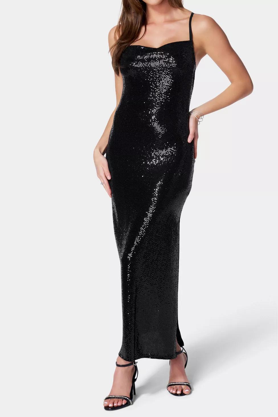 Bebe Sequin Spaghetti Strap Midi Dress by BEBE