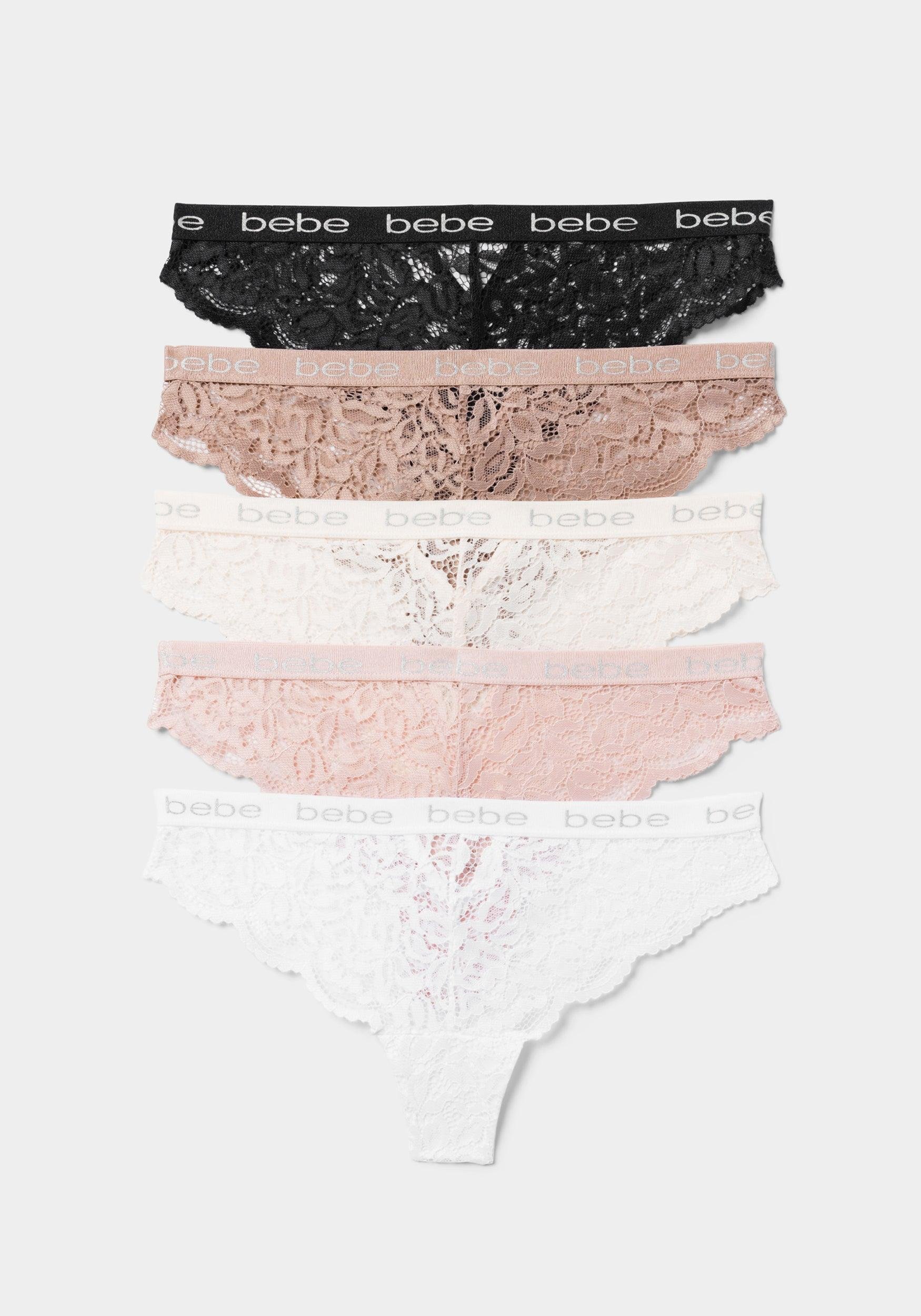 Five Pack Lace Tanga Set With Back Cut Out Detail by BEBE