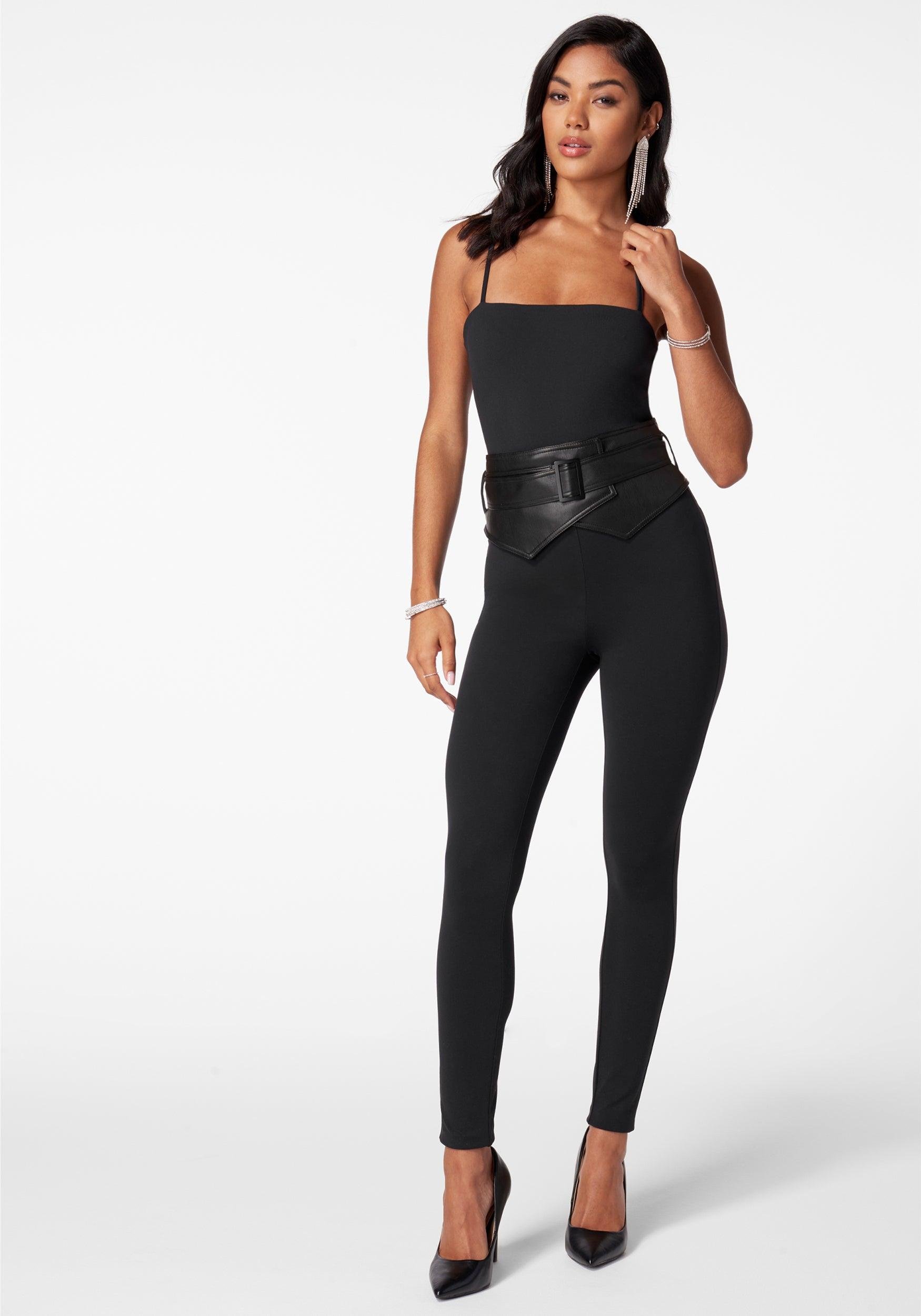 Removable Vegan Leather Belt Catsuit by BEBE