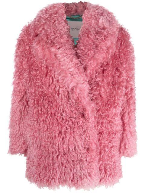 faux-shearling wrap coat by BECAGLI