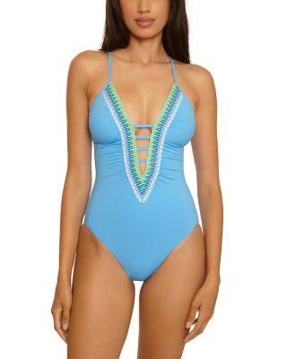 Fiesta Clare Plunge One Piece Swimsuit by BECCA BY REBECCA VIRTUE
