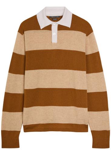 Striped cashmere polo jumper by BEGG X CO