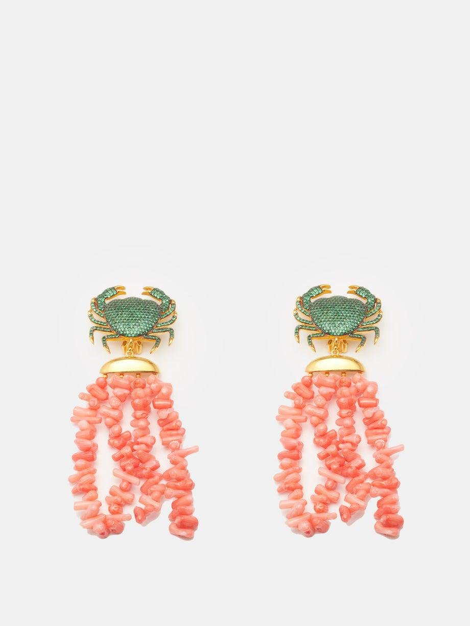 Royal Crab Amalfi 24kt gold-plated clip earrings by BEGUM KHAN