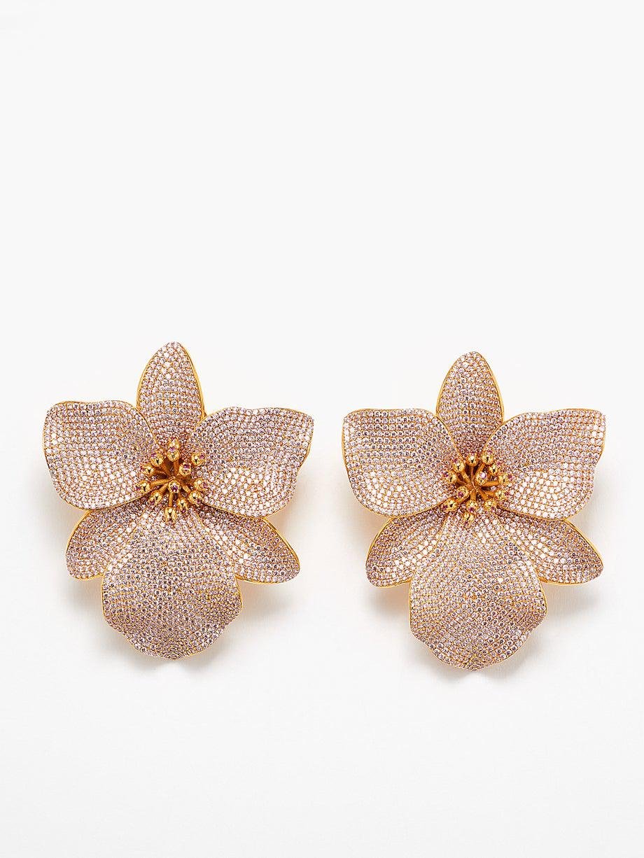 Singapore 24kt gold-plated clip earrings by BEGUM KHAN