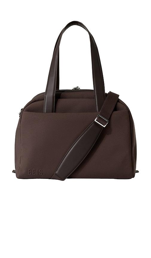 BEIS The Leather Trim Duffle in Chocolate by BEIS