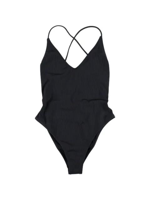 Elen ribbed crossover-strap swimsuit by BELAMER