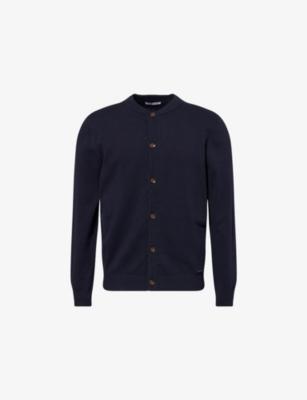 Collarless Knitted Cotton Cardigan by BELIER