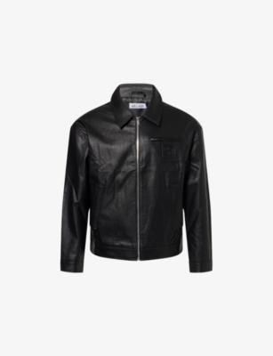 Logo-Patch Long-Sleeve Faux-Leather Jacket by BELIER Logo-Patch Long-Sleeve Faux-Leather Jacket by BELIER