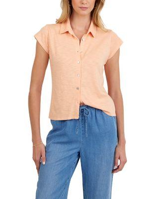 Cap Sleeve Button Front Shirt by BELLA DAHL