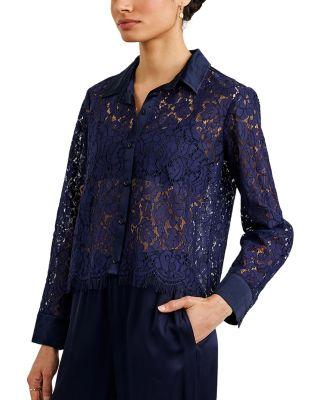 Lace Contrast Button Down Shirt by BELLA DAHL