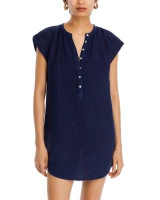 Linen Cap Sleeve Henley Mini Dress by BELLA DAHL