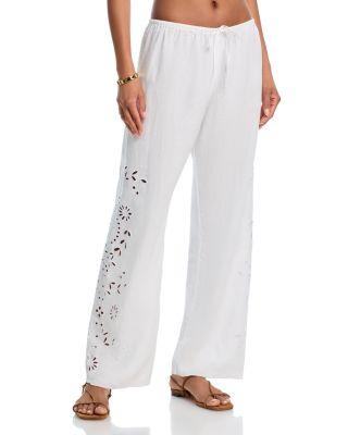 Linen Side Embroidered Beach Pants by BELLA DAHL