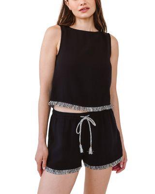 Sleeveless Frayed Trim Tank by BELLA DAHL