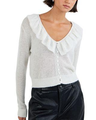V Neck Ruffle Cardigan Sweater by BELLA DAHL