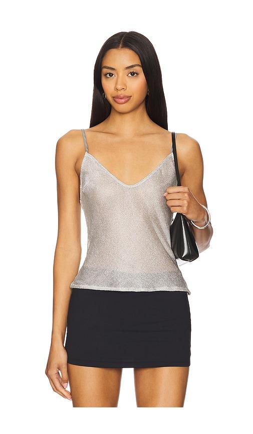 Bella Venice The Jackie Top in Metallic Silver, grey by BELLA VENICE