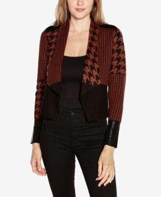 Black Label Multi Houndstooth Cropped Sweater Blazer by BELLDINI