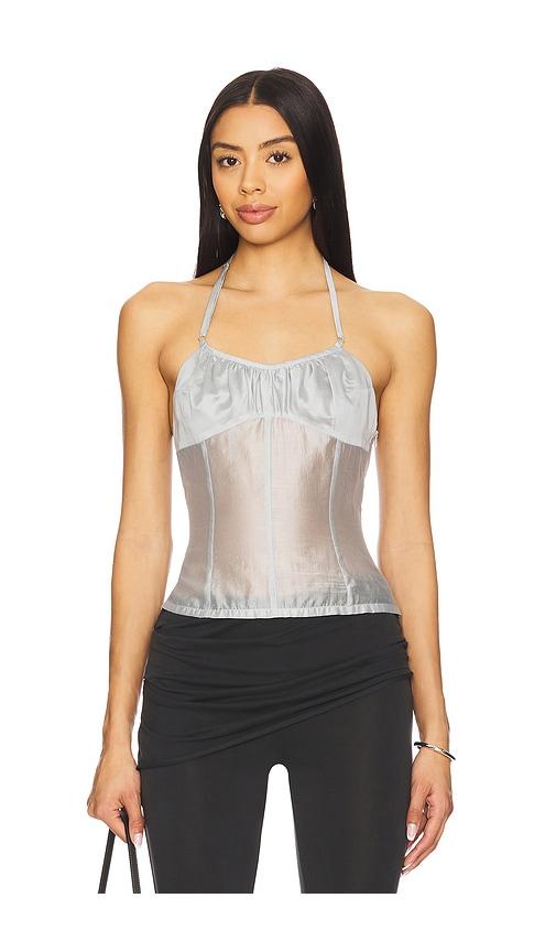 Belle Anna Flore Top in Metallic Silver by BELLE ANNA